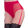 Plus Size M-3XL Fishnet Patchwork Women Briefs Sexy High Waist Panties Back See Through Underwear Ladies Underpants With Garter