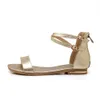 Hot Sale-2019 Verão Mulheres Sandals Genuine couro liso Heel flip flops Gladiator Casual tira no tornozelo Sapato branco Mulher