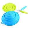 Silicone Colander Folding Noodles Colander drenagem Cesta de fruta vegetal de lavagem Filtro dobrável de silicone Drainer com punho