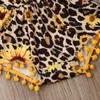 Bebek Kız Bebek Leopar Ayçiçeği Romper bodysuit Jumpsuit Kafa Giyim