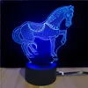 Brilhando Td068 Presente criativo 7 Cor Mudar estilo do cavalo de toque 3D LED Night Light