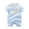 Baby rompertjes boog peuter jongen jumpsuits gentleman zuigeling romper katoenen meisje ontwerper klimmen kleding zomer baby kleding 2 kleuren DHW3983