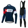 2020 Team IAM long sleeve cycling jersey set Spring autumn Ropa Ciclismo breathable racing bike clothing MTB Bike 9D gel pad3071
