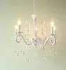 2019 Vintage Wrought Iron Crystal Chandelier Pendant Lamps White Ceiling lamp E14 Candle Lights Lighting Fixture