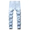 Herrjeans Herr Lätt färg Slim Fit Hål High Street Blå Icke-elastisk Casual Fashion Urban Stretwear