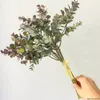 6 PCS Eucalyptus البلاستيك الأوراق الاصطناعية حفنة للمنزل عيد الميلاد الزفاف زخرفة صغيرة أوراق الشجر مزيفة نبات الأموال