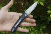 Toppkvalitet Små Damascu Pocket Folding Kniv VG10 Damaskus Stål Drop Point Blade Ebony Handle Edc Knives Present Knives