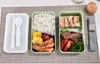 Caja de almuerzo Caja de paja de trigo Cajas de Bento Microondas Contenedor de almacenamiento de alimentos Trabajo saludable Caja de Bento con tapa Vajilla de frutas 2 capas 1200 ml D6897