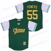 رجل Kenny Powers # 55 Eastbound and Down المكسيكي Charros Movie البيسبول جيرسي أخضر أزرق رخيصة مخيط الفانيلة قمصان شحن سريع