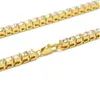 Hip Hop Gold Chain 1 Row Round Cut Tennis Necklace Chain 18inch --24inch Mens Punk Iced Out Rhinestone chain Necklace GB1488