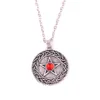 HY154 Hög popularitet Link Chain Jewelry Fempointed Star Round Talisman Religious Pendant Halsband med Gemstone9708794