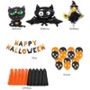 Lyckliga Halloween Ballonger Set Pumpkin Cat Bat Häxfolie Latex Ballonger Banner Halloween Dekorationer Party Supplies JK1909