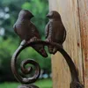 Cloche de dîner de bienvenue en fonte, oiseaux d'amour, décoration de maison, sonnette marron vieilli, décoration de porche extérieur, support mural Antique288H