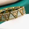 Triangolo geometrico vintage con strass colorati Bracciale elastico con perline per gioielli da donna