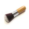 Wood Handle Makeup Foundation Brush Flat Bamboo Handle Round Top Soft Brush Multifunction Powder Foundation Blusher Brush Tools RRA996