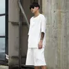 Men's Tracksuits Men Cotton Linen 2 Pieces Set (tshirt+shorts) Male Streetwear Hip Hop Casual T Shirt Wide Leg Shorts White Black Tees Shirt