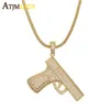 Hip Hop Hippie Armas Charme Colar Pistola Arma Pingentes Colares Completa Cz Bling Liga Chain Cubana para Homens Jóias Novo