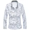 Yeni Tasarımcı Bahar Sonbahar Erkekler Gömlek Kaliteli Klasik Örgün Geometrik Ekose Uzun Kollu Elbise Gömlek Erkek Artı boyutu 7XL