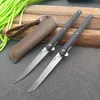 Nuovo arrivo 4 stili Coltello pieghevole Flipper economico 440C Lama in raso Manico in legno Coltelli tascabili EDC con fodero in pelle