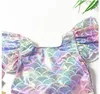 Costume da bagno monopezzo per bambina con fiocco Costume da bagno a sirena May Costume da bagno per bambini Abbigliamento da spiaggia Neonate Costume da bagno 3 pezzi con cuffia