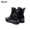 Batzuzhi 2018 Neue Männer Schuhe Stiefel Western Cowboy Stiefeletten Männer Spitze Schnallen Schwarz Leder botas hombre Runway, party Stiefel