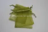 100st Olive Green DrawString Organza Gift Packing Påsar 7x9cm 9x12cm 10x15cm Bröllopsfest Julfavör Presentväskor Diy Jewelry M267A