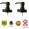 Black Mason Liquid Soap Dispenser Jar Lids Rust Proof Stainless Steel Bathroom Shampoo Soaps Lotion Pump Lids No Jars