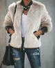 Winter Plush Stitching Leather Jacket Plus Size Womens Winter Teddy Bear Fleece Fur Fluffy Coat ZIipper Jackets Jumper Outwear