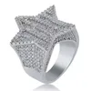 mrożone pierścienie gwiazdek dla mężczyzn luksusowe projektant męski Bling Diamond Stars Pierścień Copper Zircon 18K Gold Plated Wedding Pierindy zaręczynowe J7787559