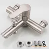 Yüksek banyo duş sus 304 paslanmaz çelik küvet musluk duvar monte açık duş armatürleri bir düğme iki kontrol sistemi9740214