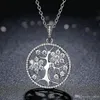 Ny 925 Sterling Silver CZ Diamant Family Tree Pendant Chain Halsband Logo Originalbox för Pandora Crystal Halsband för kvinnor Män