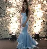 Hellhimmelblaue Meerjungfrau-Abendkleider, herzförmiger Satin, rückenfrei, Falten, bodenlang, günstiges, einfaches formelles Kleid, Partykleider für besondere Anlässe