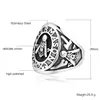 Fashion 316l Rostfritt stål Svart Silver Forntida Stora Punk Masons Masonic Signet Ring Hip Hop Gothic Ringar Smycken För Män