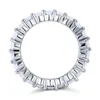 Exquisite reale 925 Wedding Channel Setting Band Ring ovale ha tagliato Eternity monili delle donne Anelli di nozze Moda