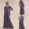 2019 Nowa szyfonowa matka sukienek panny młodej z kurtką Custom Made Wedding Goście Goście Plus Size Dress Matka Formalna Prom Wieczór