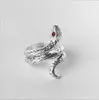 Wyprzedaż szterling srebrna biżuteria S925 Sterling Silver Open Ring Snake Retro Thai Silver Ring140