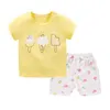 hot sales Kids Designer Clothes Girls Summer Cartoon Shark New Born Baby Boy Fashion Clothing Outfits Baby Girl Casual Clothing Sets
