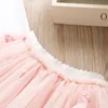 Kinder-Set mit süßem Cartoon-Flamingo-T-Shirt + Netzrock, 2-teiliges Kleid-Set für Sommer-Babys, süße Outfits, Kuchenschicht-Tutu-Kleider-Anzug