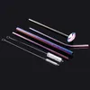 6PcsSet Reusable Drinking Straws Stainless Steel Straw With Cleaner Brush Straight Bent Drinking Straws With Box Bar Accessory