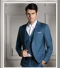 Terno masculino azul marinho escuro feito sob medida, terno de noivo da moda, ternos de casamento para homens, smoking slim fit para melhor homem (jaqueta + colete + calça)