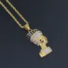 Gros-acier inoxydable cristal pharaon égyptien collier pendentif Hip Hop bijoux 24inch chaîne corde SN136