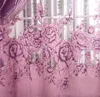 Nuevo diseño europeo, cortina de café púrpura, cortinas 3d de cocina, bonita cortina multicolor para telas de sala de estar