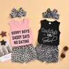 Baby Girls Shorts Set with Hairband Head band Wrap 3 Piece Tracksuit Infants Toddler Kids Leopard Shorts Sports Suit D62312