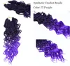 35 Strands / Pack Ombre färger Curly Wave Synthetiska virkade flätor Hårförlängningar 14inch Kanekalon Värmebeständig fibervridning 80g / pack