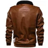 Chaqueta gruesa y cálida de invierno para hombre, chaqueta Bomber de cuero, chaquetas de moto de imitación de terciopelo para hombre, abrigos de piel Retro para hombre, talla: S-2XL