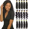 Não processado Brasileiro Virgem Humano Humano Bundles Corpo de Água Extensões De Cabelo De Ondas Profundas Kinky Curly Weaves Peruano Malásio Indiano