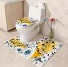 Juego de baño de 3 piezas, ancla impresa de piano simple, cubierta plana para baño, alfombra con pedestal, suelo antideslizante, juegos de baño