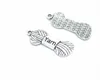 100 st mycket antik silverbronsgarn skein stickad charms hänge för smycken tillverkning armband tillbehör diy 31x12mm327z