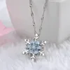 Charme Vintage dame bleu cristal flocon de neige Zircon fleur argent colliers pendentifs bijoux pour femmes livraison gratuite