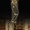 Lampadari moderni a goccia di cristallo Lampadari a LED Cystal lunga scala Lampadario Lampade per scale Lampadari Lampada a sospensione di lusso